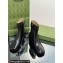 Gucci Heel 3.5cm Women's Ankle Boots with Double G in Crinkle Patent Leather Black 2024