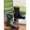 Gucci Heel 3.5cm Women's Ankle Boots with Double G in Crinkle Patent Leather Black 2024