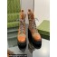 Gucci Women's Lace-up Ankle Boots in GG Canvas and Leather Brown 2024