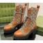 Gucci Women's Lace-up Ankle Boots in GG Canvas and Leather Brown 2024