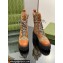 Gucci Women's Lace-up Ankle Boots in GG Canvas and Leather Brown 2024