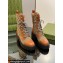 Gucci Women's Lace-up Ankle Boots in GG Canvas and Leather Brown 2024