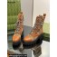Gucci Women's Lace-up Ankle Boots in Jumbo GG Canvas and Leather Brown 2024