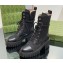 Gucci Women's Lace-up Ankle Boots in Black GG Canvas and Leather Black 2024