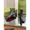 Gucci Heel 4.5cm Women's Horsebit Almond-Toe Ankle Boots in Leather Black 2024
