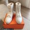 Hermes Fresh Women/Men ankle boots in parachute fabric and calfskin White with shearling lining 2024