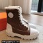 Hermes Fresh Women/Men ankle boots in parachute fabric and calfskin Brown with shearling lining 2024