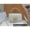 Dior Small 30 Montaigne Avenue Top Handle Bag in White Ribbed Calfskin 2024