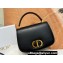 Dior Medium 30 Montaigne Avenue Top Handle Bag in Black Ribbed Calfskin 2024