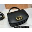 Dior Medium 30 Montaigne Avenue Top Handle Bag in Black Ribbed Calfskin 2024