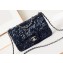 Chanel Sequins & Gold-Tone Metal Mini Classic Handbag A69900 Dark Blue 2024