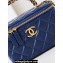 Chanel Shiny Lambskin & Gold-Tone Metal Clutch with Chain Bag AP4168 Blue 2024