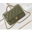 Chanel Shiny Lambskin & Gold-Tone Metal Mini Flap Bag with Top Handle AS5043 Green 2024
