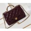 Chanel Shiny Lambskin & Gold-Tone Metal Mini Flap Bag with Top Handle AS5043 Burgundy 2024