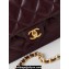 Chanel Shiny Lambskin & Gold-Tone Metal Mini Flap Bag with Top Handle AS5043 Burgundy 2024