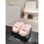 Chanel Chain CC Logo Shearling Fur Platform Mules Pink 2024