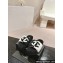 Chanel CC Logo Shearling Fur Mules Black/White 2024