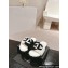 Chanel CC Logo Shearling Fur Mules White/Black 2024