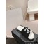 Chanel CC Logo Shearling Fur Mules White/Black 2024