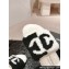 Chanel CC Logo Shearling Fur Mules White/Black 2024