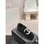 Chanel CC Logo Shearling Fur Moccasins Black 2024