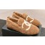 Chanel CC Logo Shearling Fur Moccasins Brown 2024