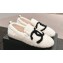 Chanel CC Logo Shearling Fur Moccasins White 2024