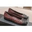 Chanel CC Logo Quilting Leather Ballet Flats Burgundy 2024