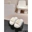 Chanel Gold Pearl CC Logo Shearling Platform Mules White 2024
