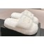 Chanel Gold Pearl CC Logo Shearling Platform Mules White 2024