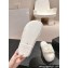 Chanel Gold Pearl CC Logo Shearling Platform Mules White 2024