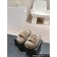 Chanel Gold Pearl CC Logo Shearling Platform Mules Gray 2024