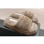 Chanel Gold Pearl CC Logo Shearling Platform Mules Gray 2024