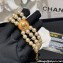Chanel Metal, Glass Pearls & Resin Bracelet ABD703 Gold & Pearly White 2024