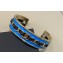 Chanel Metal, Calfskin & Resin Cuff Bracelet ABE039 Gold, Black & Blue 2024