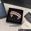 Chanel Metal, Calfskin & Resin Cuff Bracelet ABE039 Gold, Black & Pink 2024