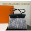 Hermes Herbag Zip 31 bag Dark Blue with Silver Hardware in H Plume canvas with "Circuit 24" motif (Full Handmade)