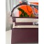 Hermes Kelly Elan Bag In Original Mysore Leather Burgundy 2023(Full Handmade)