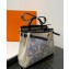 Hermes Herbag Zip 31 bag Dark Blue with Gold Hardware in H Plume canvas with "Circuit 24" motif (Full Handmade)