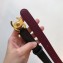 Chanel Width 2.5cm Leather Belt Black/Date Red with Golden CC Logo