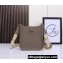 Hermes Mini Evelyne Bag In Original Togo Leather Elephant Gray with Gold Hardware (Machine Made)