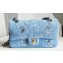 Chanel Embroidered Denim, Sequins & Silver-Tone Metal Classic Handbag A01112 Blue 2023