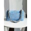 Chanel Embroidered Denim, Sequins & Silver-Tone Metal Classic Handbag A01112 Blue 2023