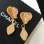 Chanel CC Logo Heart Short Earrings Green/Gold/Black 2018