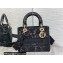 Lady Dior Medium D-Lite Bag in Macramé-Effect Embroidery Black 2022