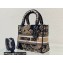 Lady Dior Medium D-Lite Bag in Black Multicolor Cornely-Effect Dior Jardin d'Hiver Embroidery 2022