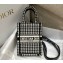 Dior Mini Book Tote Phone Bag in Houndstooth Embroidery Black 2022