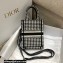 Dior Mini Book Tote Phone Bag in Houndstooth Embroidery Black 2022