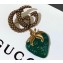 Gucci Double G Strawberry Brooch Green 2019