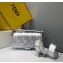 Fendi All-Over FF Motif Leather Medium Baguette Bag Silver 2019 